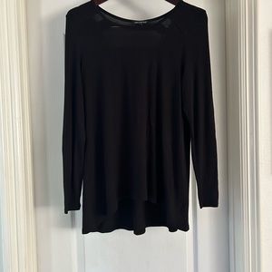 Black Long Sleeve Tunic Sheer Top Panel Never worn light Weight Small